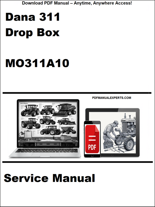 Service manual cover for Dana 311 Drop Box MO311A10 with laptop and truck illustration.