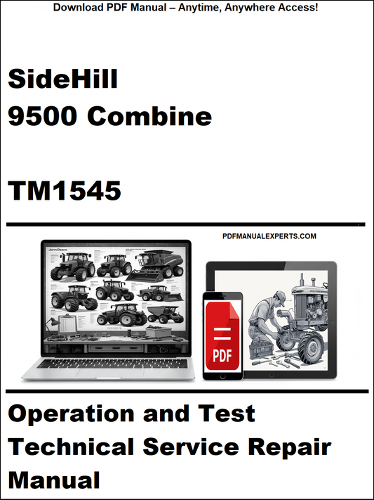 Manual cover for SideHill 9500 Combine TM1545 with laptop and repair image on a white background