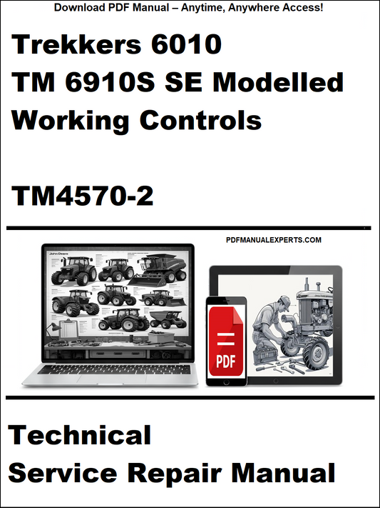 Technical service repair manual cover for Trekkers 6010 and TM 6910S SE Modelled Working Controls, featuring a laptop and toolbox graphic.