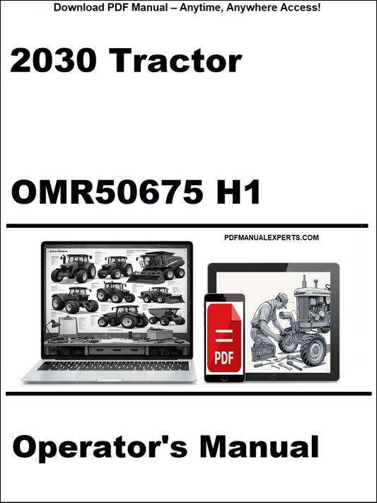 Operator's manual for 2030 tractor with OMR50675 H1 on a white background