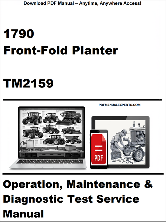 Manual cover for 1790 Front-Fold Planter TM2159 with laptop and toolbox graphics.