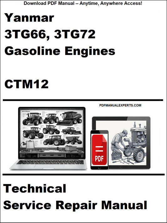 Yanmar 3TG66, 3TG72 Gasoline Engines CTM12 Technical Service Repair Manual on a white background