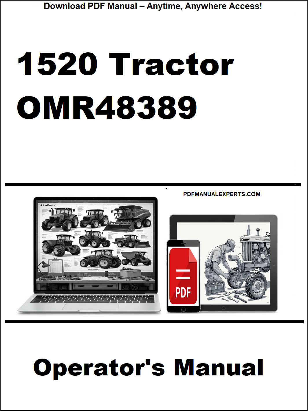 Operator's manual for 1520 tractor with OMR48389 on a white background